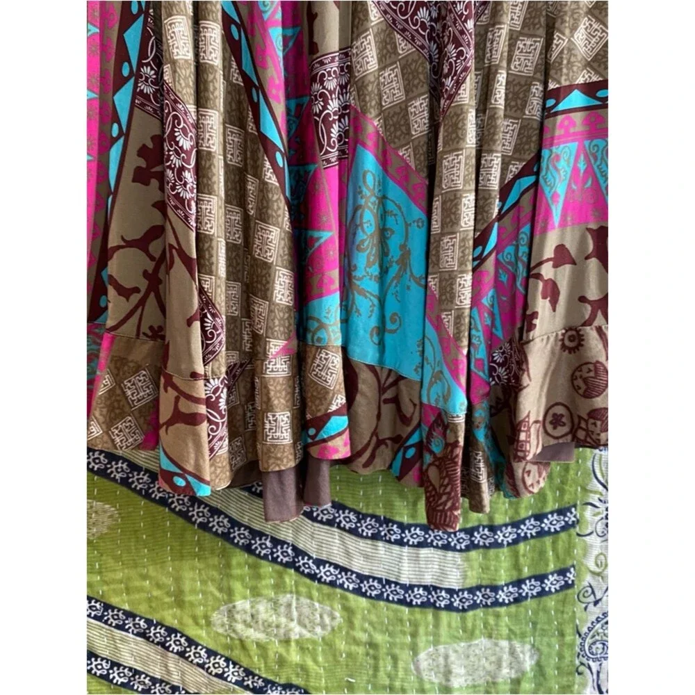 Y2K Chacok Multicolored Ornamental Print Boho Artsy Midi Skirt Size 1/ Small